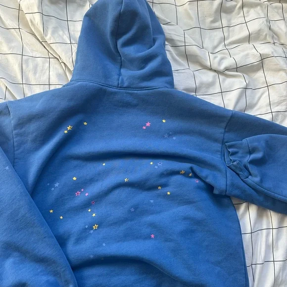 Spider Blue Men's Hoodie with Web Design